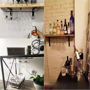 Тримач для келихів Heyouth, 4 шт., 40 см, для ресторану, бару, готелю, дому. Чорний колір.