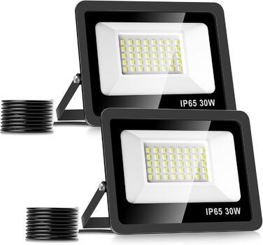 Світлодіодний прожектор для вулиці 10000 Лм, 144 LED, IP65, водостійкий, 6500K, 30 Вт – для саду, гаража, двору