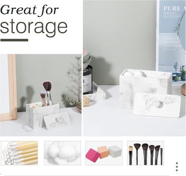 Органайзер для ватних паличок та дисків Luxspire з 2 відсіками, білий. Косметичний контейнер для зберігання ватних паличок, дисків та інших дрібниць.