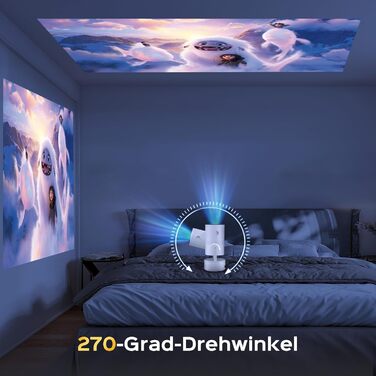 Aubor Mentech Mini Beamer 4K: Портативний проєктор для дому з Wi-Fi 6, BT 5.2 та Android OS, Auto Keystone, 180° та підтримкою HDMI.