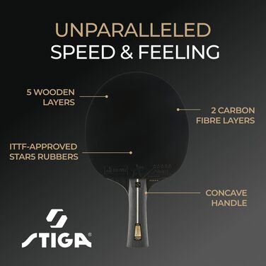 Тенісний стіл STIGA Pro Carbon + для професійних гравців – схвалено ITTF, технологія Touch Carbon – покращена швидкість, контроль та комфорт – чорний/червоний, одиночний