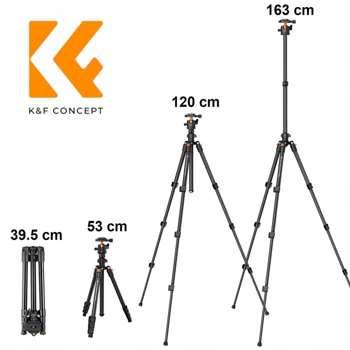Штатив K&F Concept з кріпленням K09.101V1 K234A0+BH-28L, 163 см, чорний