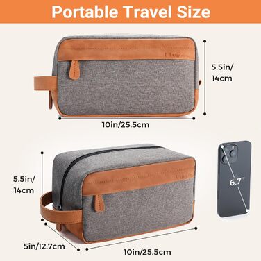 Чоловіча дорожня сумка Elviros для подорожей, набір для туалету, з великою місткістю, водонепроникна, з PU-шкіри, сірого кольору