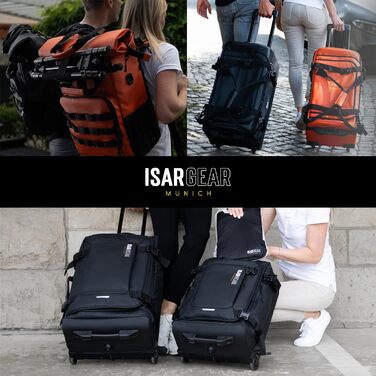 Чемодан ручної поклажі Isar Gear® з 2 колесами (50x35x20 см) - Легкий дорожній чемодан 20 літрів з тканини, ручний ролер, м'який кейс (Softcase) чорного кольору з колесами, висота 50 см