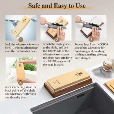 Набір для заточування ножів XINZUO: алмазний плоскою точило 2-в-1 з дерев'яною підставкою, зернистість 1000/5000