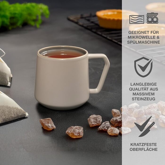 Набір кавових чашок Moritz & Moritz CAVO Stone (6 шт.) - 500 мл, кераміка, стильний дизайн з ручкою