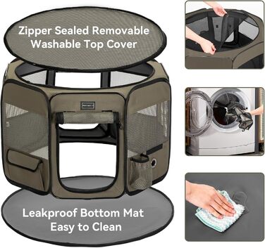 Кія для собак PETSFIT, розкладний вольєр для дому, витривале виконання, 91x84x53 см, сірий чайний (M: 92x84x53 см)