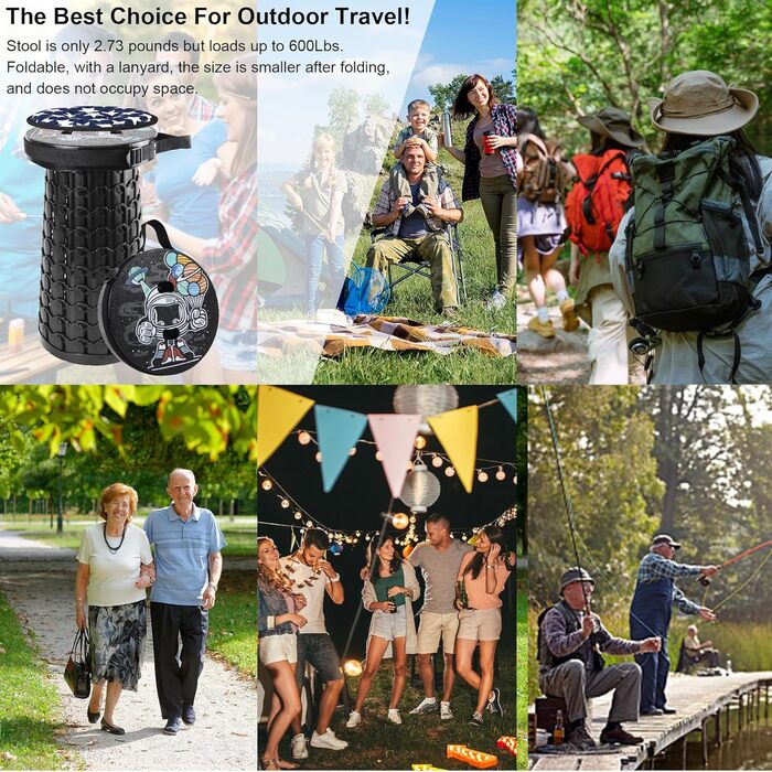 Складний туристичний стільчик Alevmoom - телескопічний, легкий, для кемпінгу, риболовлі, BBQ, кухні. Витримує до 272 кг. Колір: Селадовий (Astronaut)