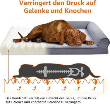 Amazon Basics Foam Pet Bed for Dogs and Pets with Removable Cover, Gray, 76 x 51 x 16 cm (L x W x H)
