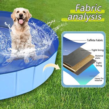 Зручний надувний басейн для собак та котів XL 160x30 см, розкладний, водонепроникний, антиковзкий