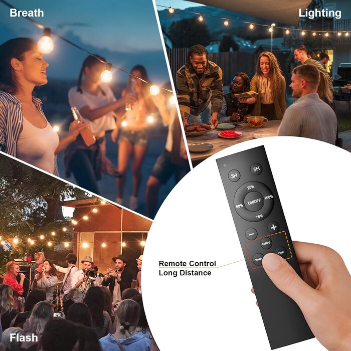 LED гірлянда GLUROO для вулиці, 7.6м, 12+1 лампочки G40, тепле світло, вологостійка, для саду, вечірок, диммер