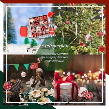 Набір прикрас для ялинки Robofun 44 шт. Червоні та золоті кульки для ялинки, міцні та безпечні, пластикові, для дому та вулиці