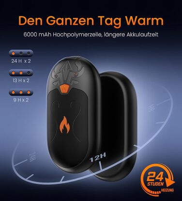 Електричні грілки для рук 2 шт. з підзарядкою, 24 години тепла, 3 режими нагріву, для жінок, чоловіків, пацієнтів з синдромом Рейно, чорний