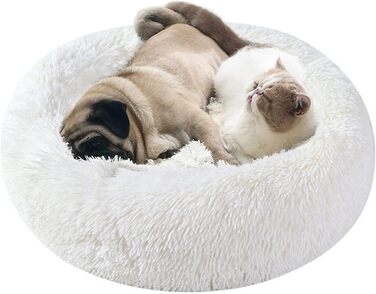 М'яке кругле ліжко для котів та собак, 70см, біле. Ліжко-пончик для домашніх тварин, легко миється. Підходить для котів та собак середніх розмірів.