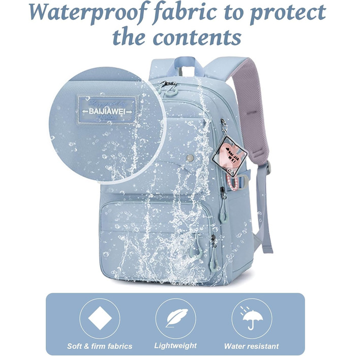 Шкільний рюкзак для дівчаток та хлопців підлітки, рюкзак для жінок та чоловіків, рюкзак для ноутбука 15,6 дюймів, повсякденний туристичний рюкзак, водонепроникний рюкзак, рюкзак для коледжу (#5 Чорний-b)