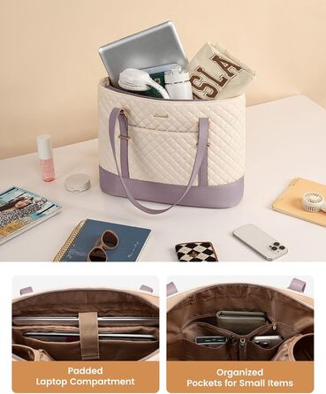 Сумка для ноутбука LOVEVOOK 15.6 дюймів, жіноча, універсальна, водонепроникна, для офісу, навчання, світло-бежева/рожева