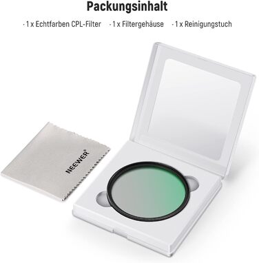 NEEWER 49mm CPL Поляризаційний фільтр з оптичним HD склом, двостороннє покриття 30 шарів, алюмінієва рамка, вологостійкий, стійкий до подряпин, антибліковий