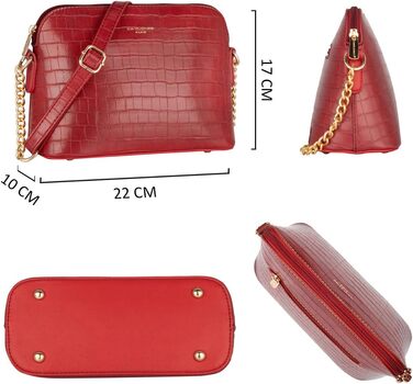 Сумка крос-боді David Jones жіноча зі штучної шкіри (екошкіра) червона з ланцюжком. Вечірня, повсякденна сумка-клатч на блискавці. Елегантний дизайн.