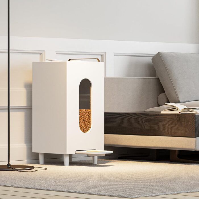 Автоматичний годівниця для котів та собак QLS, 20л, з мискою, 60 x 30 x 30 см, білий