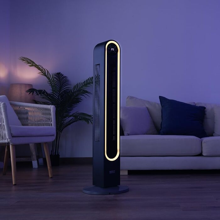 Турбовентилятор Cecotec EnergySilence 9090 Skyline Ionic, 119 см, 45 Вт, іонізатор, LED-дисплей, пульт ДК, 3 режими, 12 год таймер, осциляція 70º, висота 47' (42' висота), чорний