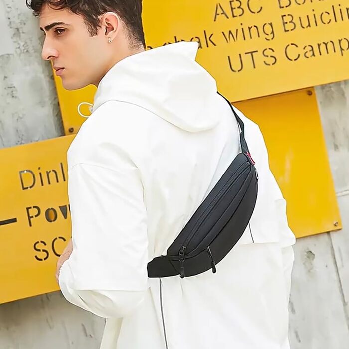 Чоловіча та жіноча поясна сумка-рюкзак, водонепроникна, для спорту та подорожей (чорна)