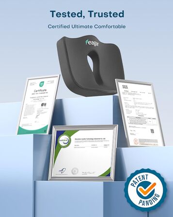 Ортопедична подушка для сидіння Feagar з Memory Foam, ергономічна подушка для офісного крісла, візка, автокрісла, для спини, чорна