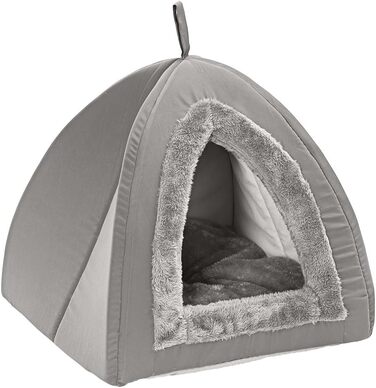 Кішка Будиночок-лежанка Dehner Findus, поліестер, сірий, 40x40x35 см