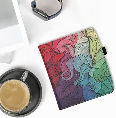 Чохол-книжка kwmobile для Pocketbook Era/Era Color з кишенею та лямкою - з малюнком 'Читаюча жінка' чорно-бежевий