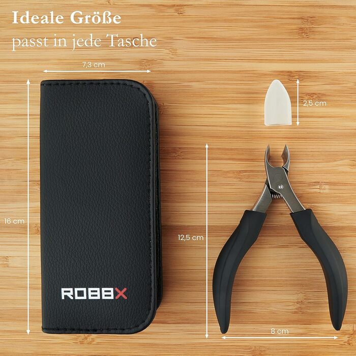 Набір для догляду за нігтями ROBBX® Profi: кусачки для товстих нігтів, зручна ручка, шкіряний етикет, ножиці для нігтів