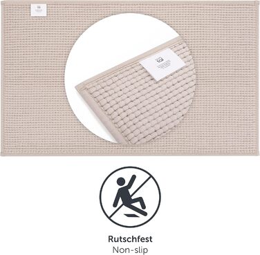 Килимок для ванної кімнати Blumtal Chenille 40x60 см - сертифікований Oeko-TEX, антиковзаючі, миються, сірий