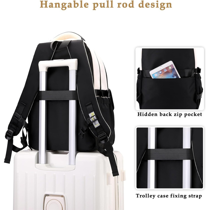 Шкільний рюкзак для дівчаток та хлопчиків-підлітків, рюкзак для жінок, великий шкільний ранець на 15.6 дюймів, рюкзак для ноутбука, шкільна сумка водонепроникна, рюкзак для школи, шкільні сумки для хлопчиків та дівчаток, бежевий колір