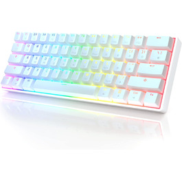 Механічна клавіатура HK Gaming GK61: 61 програмовані клавіші, RGB підсвітка, сумісна з Windows/Mac, QWERTY, Hotswap, перемикачі Gateron (чорний/білий)