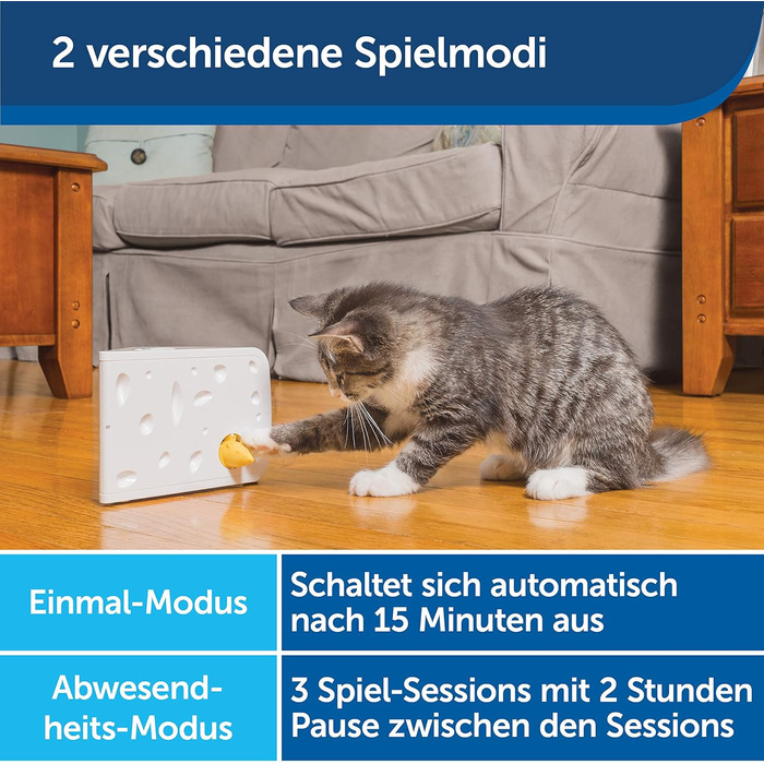 PetSafe Cheese Cat Toy, Interactive Enrichment Toy with Timer, ‎3 AA Batteries Required