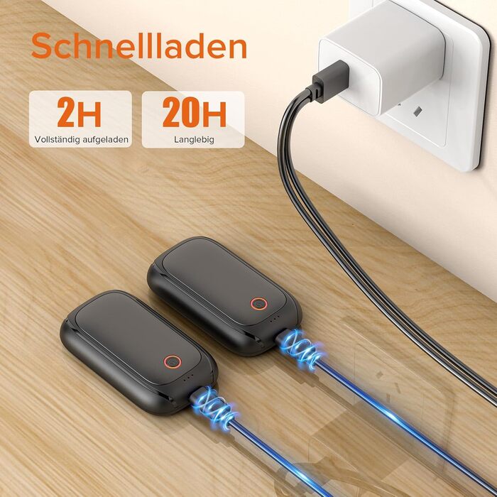 Електричні грілки для рук 2 шт. - акумуляторні, з магнітною застібкою, до 12 годин роботи, чорні - подарунок для жінок та чоловіків