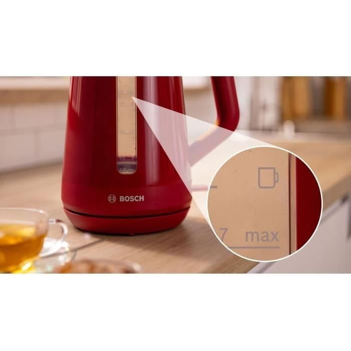 Електричний чайник BOSCH TWK1M124, червоний, пластиковий, 2400 Вт, 1.7 л