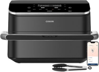 Аерофритюрниця COSORI Dual Blaze XXL 10л, 2 камери, 8-в-1, подвійна чаша, знімний роздільник, нижній нагрів, 70 рецептів, для 2-6 осіб, чорна