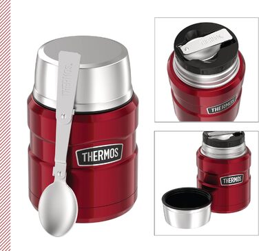 Термос для їжі King Stainless 0,47л, червоний, нержавіюча сталь, з ложкою, BPA-free