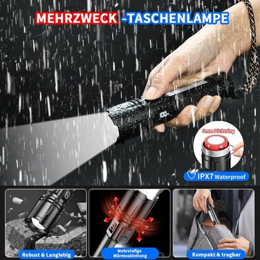 Ліхтар Shadowhawk XHM90.2: Потужний LED ліхтар з LCD дисплеєм, COB бічне світло, 7 режимів, 500000 люмен, тактичний, для кемпінгу та активного відпочинку, чорний