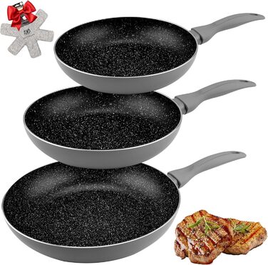 Набір сковорідок Induktion 18+22+26 см: антипригарне покриття, для всіх плит (індукційних), з алюмінію