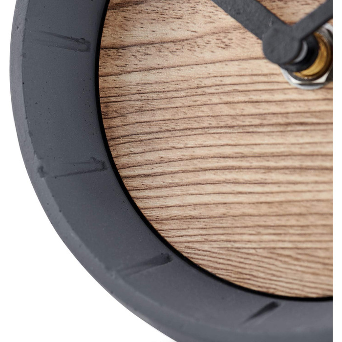 Cander Berlin MNU 6712 Table Clock Silent Concrete Wood Concrete Clock Standing Clock 12 cm Sphere Silent