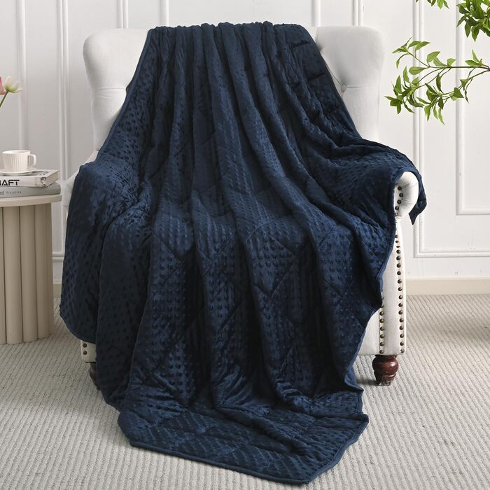 Обтяжена ковдра Mr. Sandman для дорослих, Queen Size, 152x203 см, 6.8 кг, темно-синя (Marineblau) — м'яка терапевтична ковдра для глибокого сну та релаксації, підтримує спокій, підходить для прання в машині