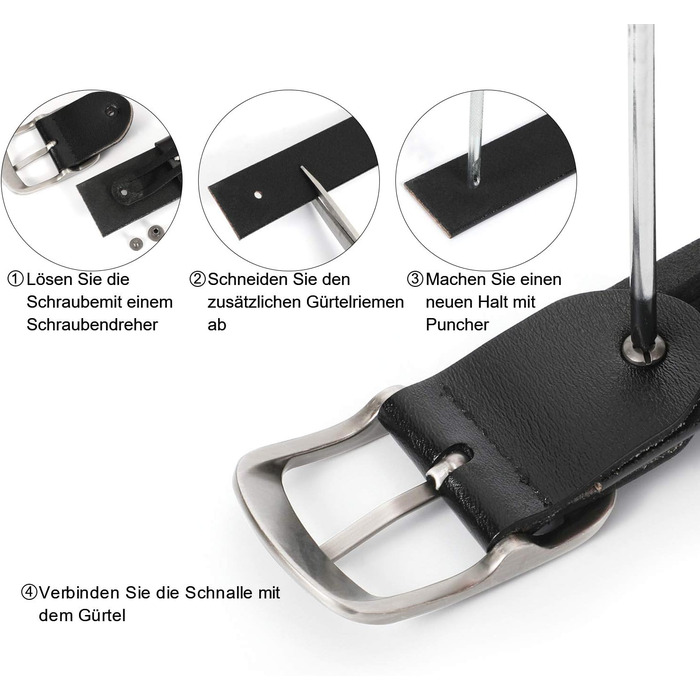 Жіночий шкіряний ремінь JasGood для джинсів та суконь, з пряжкою, чорний, розмір L (91-105 см)