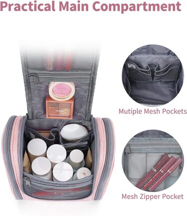 Косметичка для подорожей Narwey Klein: жіноча та чоловіча, для дітей, рожева (компактна)