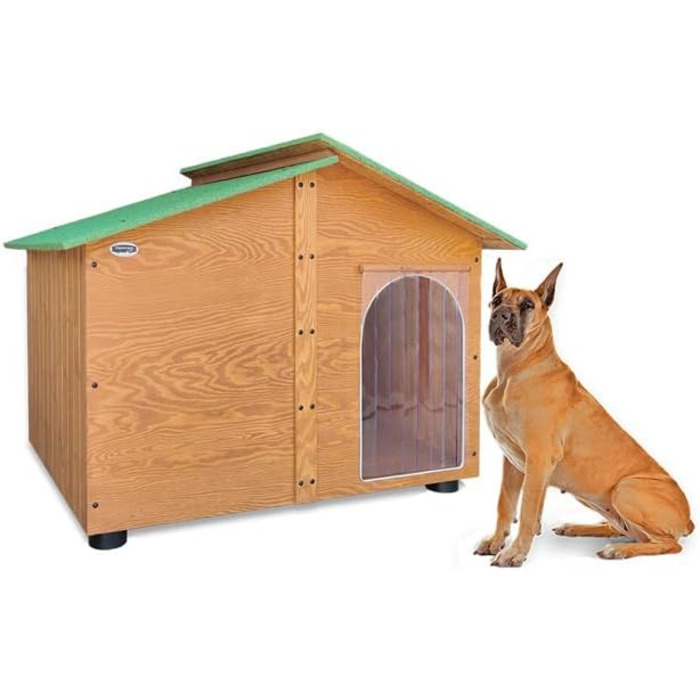 Будка для собак LEGNO Oasi XXXL з масивного дерева, термозавіса, Made in Italy