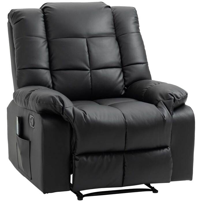 HOMCOM Recliner Chair, Faux Leather, 160 kg Weight Capacity, Electric Stressless Style Recliner, Black