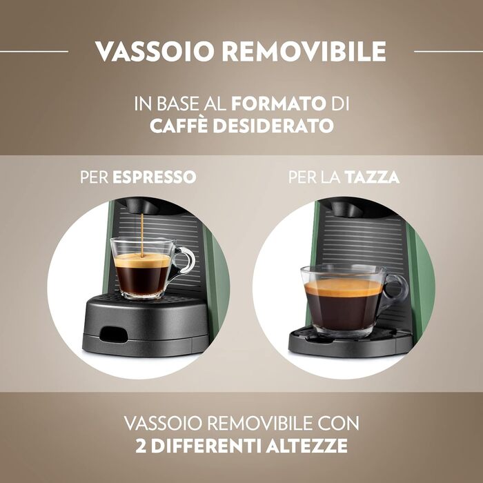 Lavazza, A Modo Mio Tiny Eco Green Coffee Machine with 64 assorted capsules, espresso machine made from recycled plastic, 1450 W, 220-240 V, 50/60 Hz, 0.6 Liter