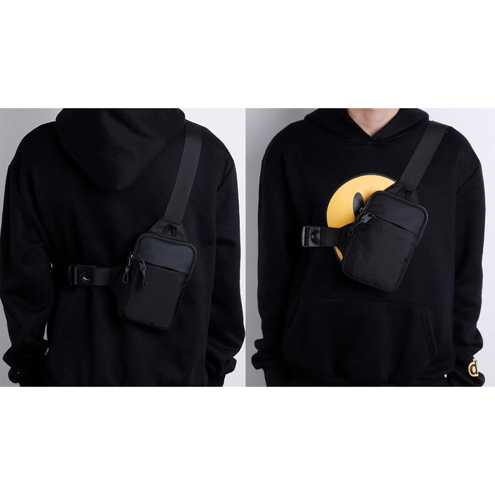 Чоловіча сумка-слінг Simptech: компактна, водонепроникна, для бігу, фітнесу, подорожей (чорна)