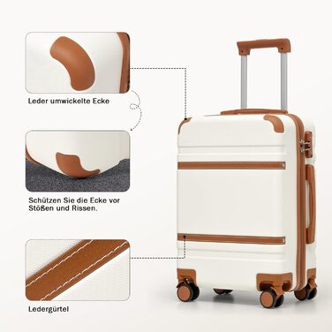 Валіза COOLIFE: зручна валіза для подорожей та ділових поїздок з TSA-замком, телескопічною ручкою та 4 колесами (Blau/Braun, ручна поклажа)