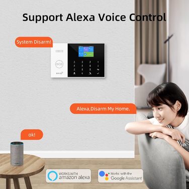 Охоронна сигналізація PGST для квартири, GSM/WiFi система з 120 дБ сиреною, інтелектуальний пульт, LCD-дисплей, голосові повідомлення, захист дверей і вікон, для будинку, гаража, автодому (Pg105-2geu-e/T53a)