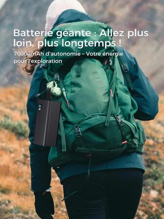 Power Bank 90000mAh PD 30W QC 4.0: Зовнішній акумулятор для телефону, швидка зарядка USB-C, 5 портів, LED-дисплей. Чорний